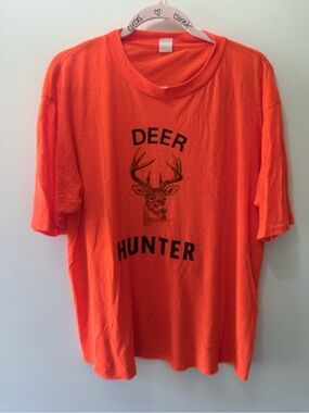Vintage Deer Hunter Blaze Flourecent Orange Soft T Shirt Hunting XL US Made